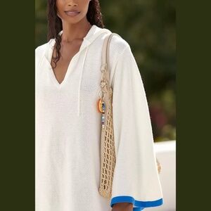 Anthro Flat White The Livvy Waffle Knit Sweater Tunic One Sz NWT